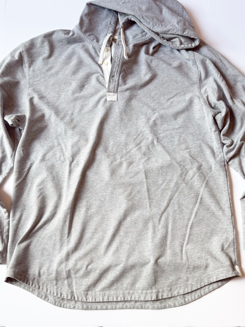 BYLT Basics Drop-Cut: LUX Hooded Henley Heather Grey XL - Picture 2 of 9